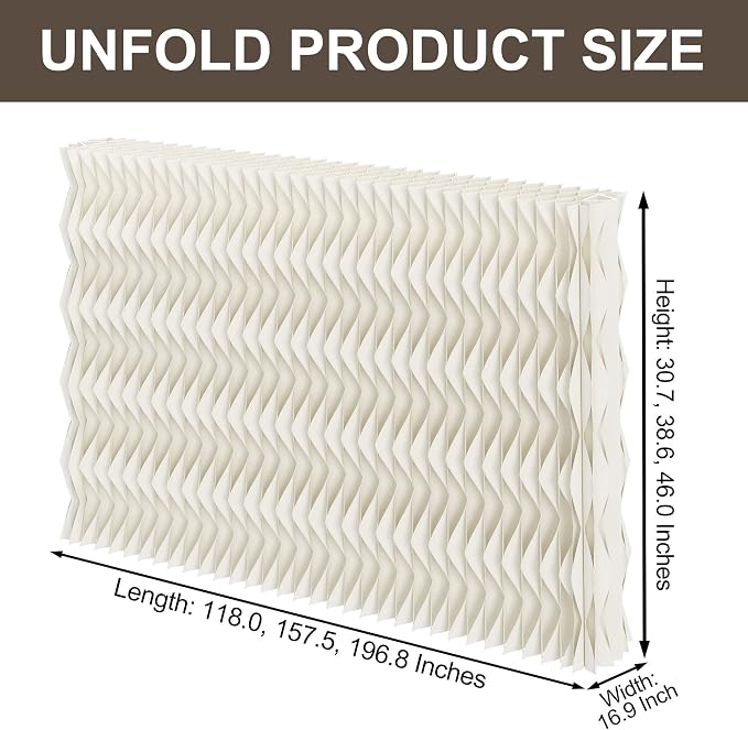 Accordion Kraft Paper Room Divider, 3D Diamond Wave Privacy Screen, Modern Freestanding Folding Partition, No Drill & Portable for Home Office Studio Salon White