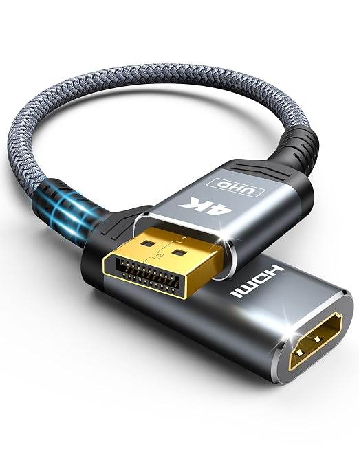 Highwings 4K Display Port to HDMI Adapter, Uni-Directional DP 1.2 Computer to HDMI 2.0 Screen, DisplayPort to HDMI Adapter (Male to Female), SR Anti-Break, No Latch, for Dell HP AMD NVIDIA, Passive