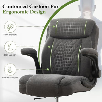 Drafting Chair Tall Office Chair for Standing Desk, Ergonomic Tall Desk Chair with Adjustable Foot Ring, Flip-Up Armrests, Lumbar Support, Comfortable Fabric Seat – Ideal for Home and Office Use