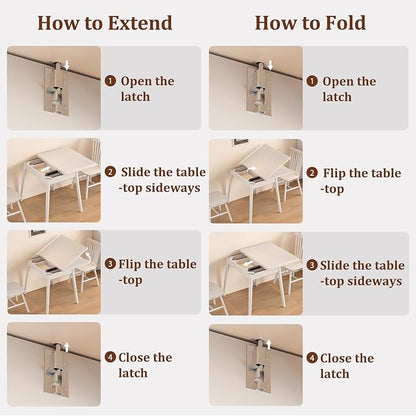 Solid Wood Small Dining Table for 2-6, 23.6"L-47.2"L Expandable Kitchen Table, Designed for Small Spaces, Easy Assembly, Suitable for Kitchen, Dining Room, Living Room, Apartment (White)