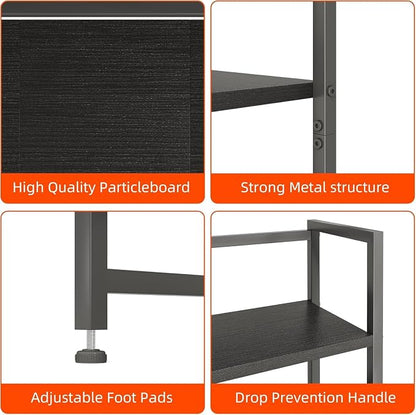 Desk Shelf with Drawer, 41.3" Desktop Organizer Shelf, Desk Hutch for Computer Monitor Max 32", 3 Tier Desktop Display Rack, Wooden Desk Top Bookshelf Storage Rack for Home Office Dorm, Black