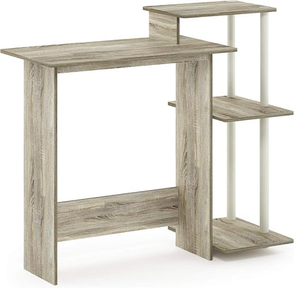 Furinno Efficient 29-Inch Oak Computer Desk with Side Shelves, Gaming Desk with 3 Open Shelves, Home Office Desk, for Home Office, Study Room, Dorm, Bedroom, Light Oak