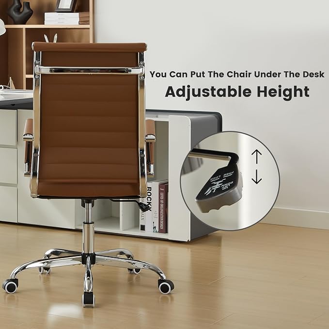 Office Desk Chair Leather, Conference Room Chairs with Wheels, Modern Executive Computer Guest Chairs with Arms.