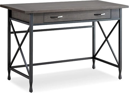 Leick Home 23400 Chisel & Forge Writing Computer Desk with Drop Front Keyboard Drawer, Smoke Gray and Matte Black
