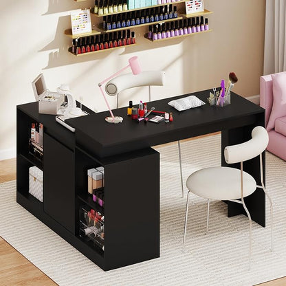 Tangkula Reversible L-Shaped Desk with Storage Cabinet & 4 Shelves, Corner Desk for Writing Study Work Executive, Modern Computer Desk for Small Space, Laptop Workstation for Home Office School