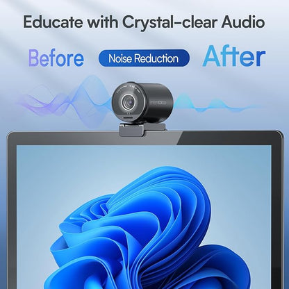 EMEET SmartCam S800 4K Webcam for Streaming, 1/2'' Sensor, Supports HDR, PDAF&TOF Dual-autofocus, 1080P@60fps, 2 Noise-Cancelling Mics, 40°-73° FOV, Perfect for Live Streaming & Online Meetings