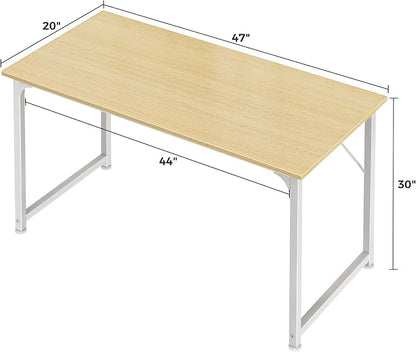 Huuger Computer Desk, 48 Inch Office Desk, Gaming Desk with Storage, Writing Desk Work Desk for Home Office, Study, Modern Simple Desk, Large Legroom, Metal Frame, Maple