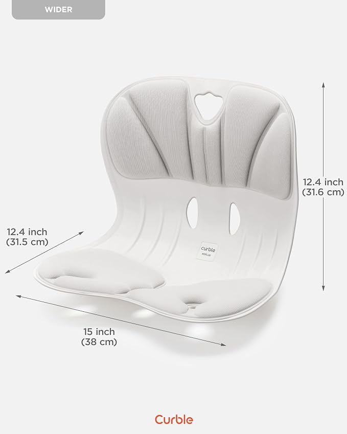 curble Wider – Ergonomic Desk Chair Seat Cushion, Everyday Passive Posture Trainer for Work from Home, Office & Car, Breathable Lumbar Support