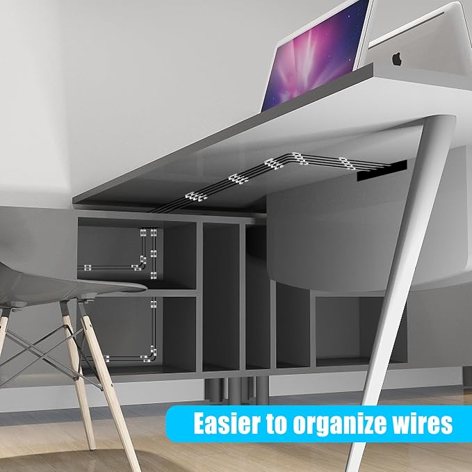 XHF 35pcs Large Self Adhesive Cable Clips White,Wire Clips Cable Management Wire Organizer Cord Holder for Under Desk, Car, Wall, TV PC Ethernet Cable