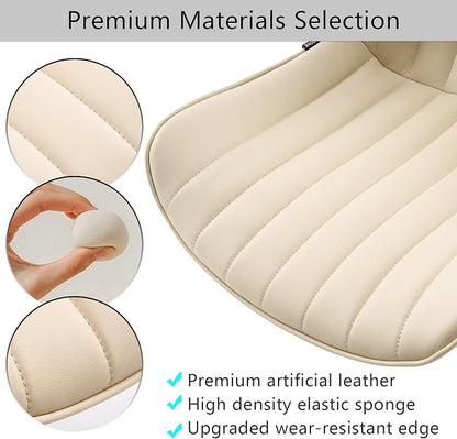 YOUNIKE Ergonomic Home Office Desk Chair with Wheels Comfy Armless Vanity Chair with Adjustable Back Modern Leather Upholstered Swivel Computer Chair Small Cute Rolling Task Chair for Women Beige
