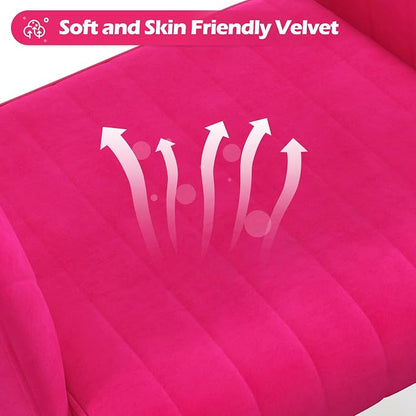 Home Office Chair Swivel Velvet Desk Chair Accent Armchair Upholstered Modern Tufted Chairs with Gold Base for Girls Women Ergonomic Study Seat Computer Task Stools for Living Room(Hot Pink)