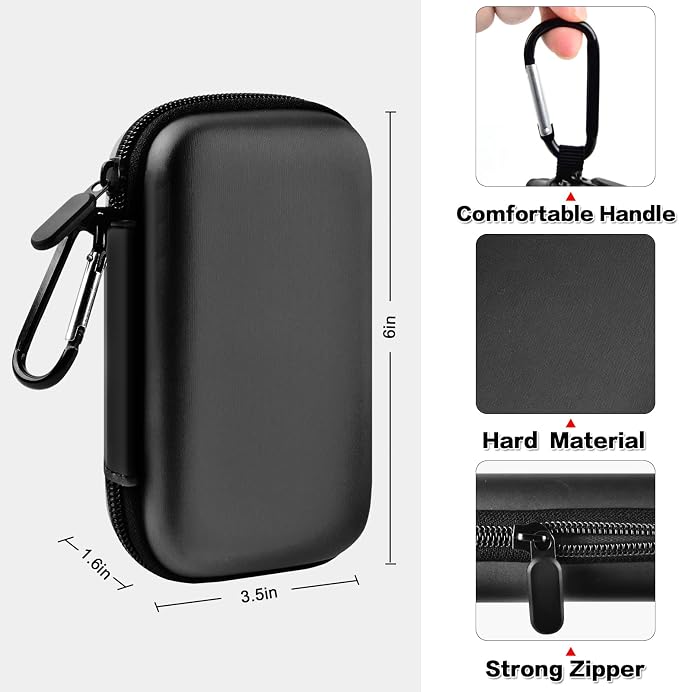 Case Compatible with Samsung T7/ T7 Touch Portable SSD 1TB 2TB 500GB USB 3.2 External Solid State Drive, Travel Carrying Storage Organizer Fits for USB Cables and More Accessories (Full Black)