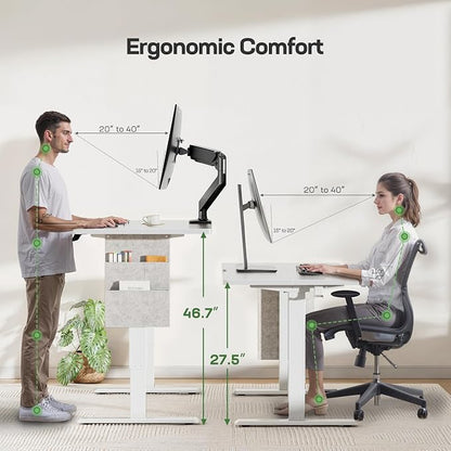 Marsail Standing Desk Adjustable Height Home Office Desk,‎48x24 Electric Standing Desk, Stand up Desk with Storage Bag,Headphone Hook for Computer Workstations Desk Memory Preset