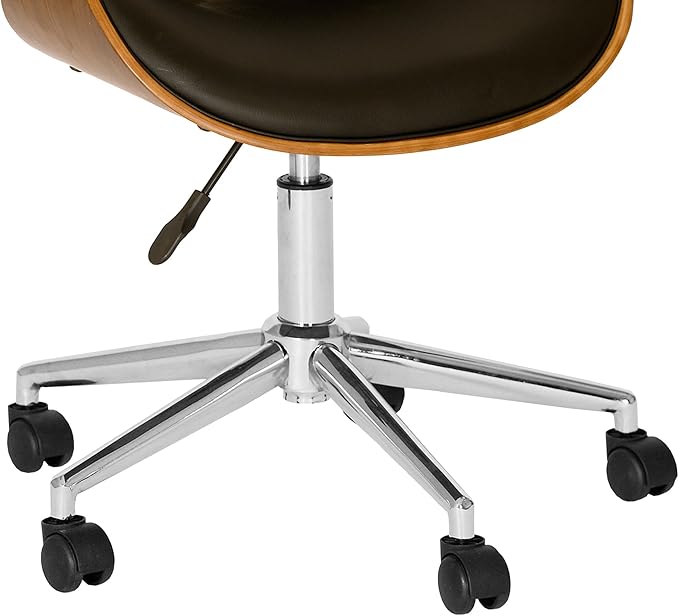 Armen Living Daphne Office Chair in Black Faux Leather and Chrome Finish, 33" x 21" x 20"