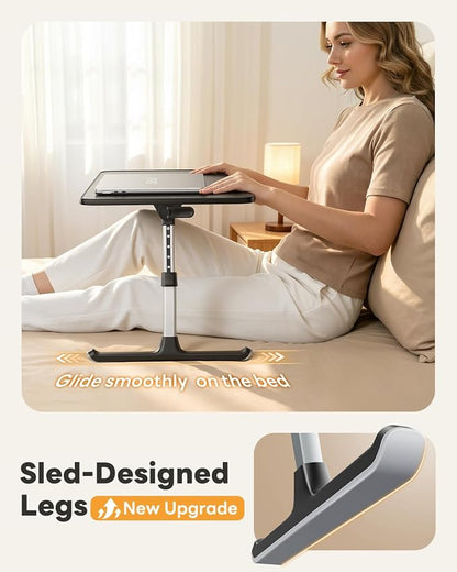 SAIJI Height & Angle Adjustable Laptop Stand for Bed, Lap Desk Bed Tray Table, Light Weight Foldable Portable Laptop Table for Couch Sofa Chair Floor Desk for Adults, Kids (52*30cm Black)