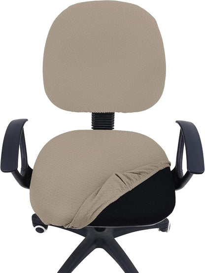 Smiry Stretch Jacquard Office Computer Chair Covers, Removable Washable Universal Desk Rotating Chair Slipcovers Protector, Seat + Backrest Cover, Taupe