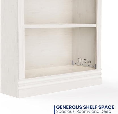 3-Shelf Bookcase, 47" Tall Floor Standing Bookshelf with Adjustable Shelves, Storage & Display Shelf for Living Room, Bedroom, Home Office – Cream White, 31.5" Wide