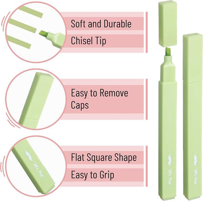 Mr. Pen- Aesthetic Highlighters No Bleed, 8 Pack, Shades of Green | Chisel Tip, Cute Highlighters Assorted Colors for Journaling, Highlighting, Underlining, Fast Dry, Back to School Supplies