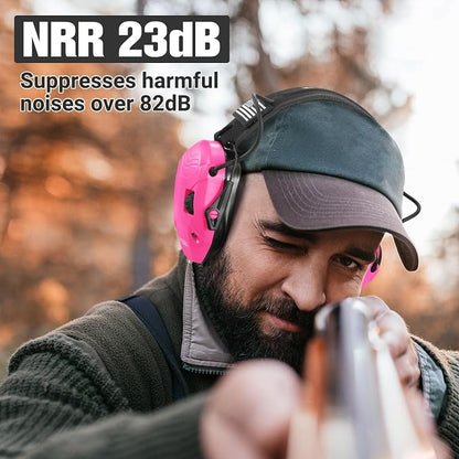 Electronic Shooting Ear Protection w/Gel Pads, 23dB NRR Active Noise Reduction & 3X Amplification Headset for Shooters