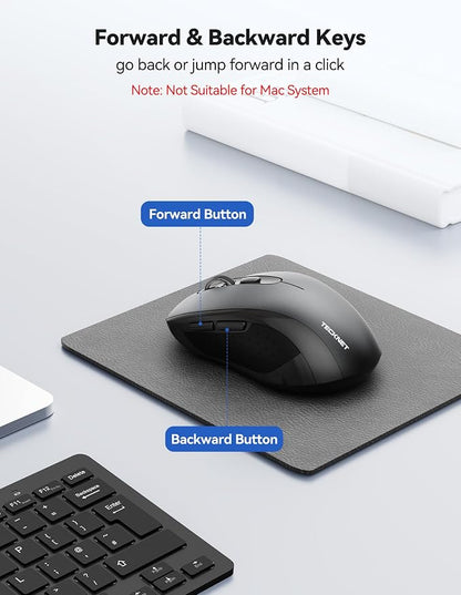 TECKNET Bluetooth Mouse (BT 5.0/3.0+2.4Ghz), 6-Level 4000 DPI Wireless Mice for Laptop, 2-in-1 Ergonomic Computer Portable PC Mouse, Silent Mouse with USB Receiver for Windows/Mac/PC/Notebook