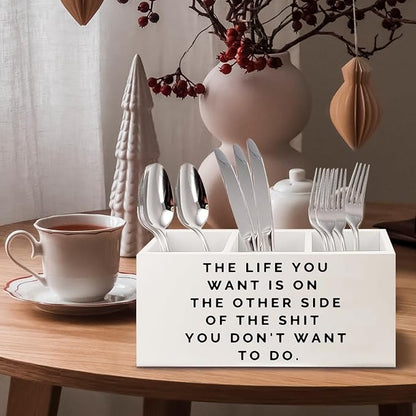 Inspirational Gifts Wooden Pen Pencil Holder for Office Desk Accessories, Motivational Gifts for Women, Inspirational Quote Makeup Brush Toothbrush Holder Organizer