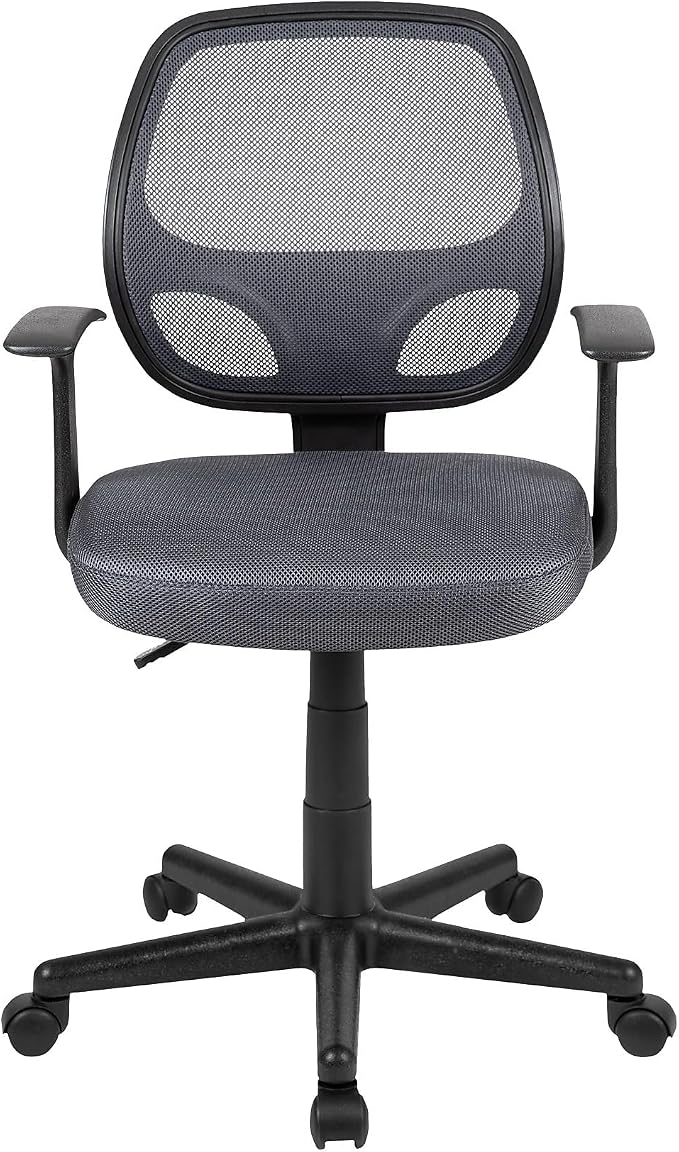 Flash Furniture Flash Fundamentals Mid-Back Gray Mesh Swivel Ergonomic Task Office Chair with Arms