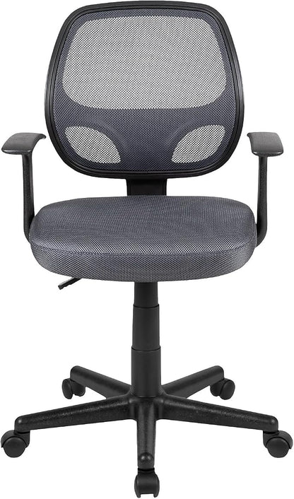 Flash Furniture Flash Fundamentals Mid-Back Gray Mesh Swivel Ergonomic Task Office Chair with Arms