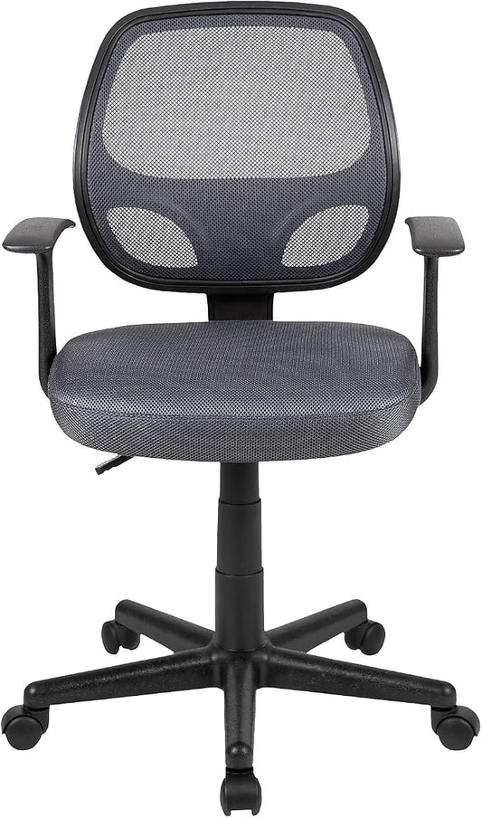 Flash Furniture Flash Fundamentals Mid-Back Gray Mesh Swivel Ergonomic Task Office Chair with Arms