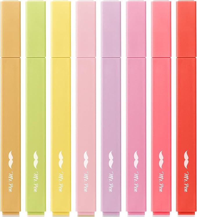 Mr. Pen- Aesthetic Highlighters No Bleed, 8 Pack, Summer Morning | Chisel Tip, Cute Highlighters Assorted Colors for Journaling, Highlighting, Underlining, Fast Dry, Back to School Supplies