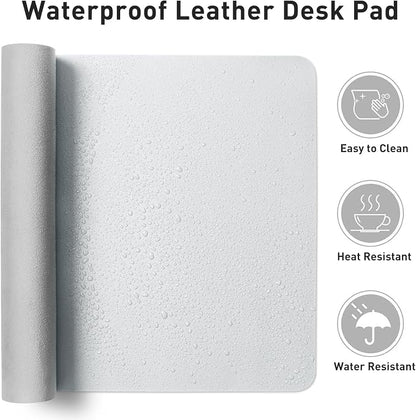 Aothia Leather Desk Pad Protector, Large Mouse Pad, Office Mat, Non-Slip PU Leather Blotter, Laptop Desk Pad, Waterproof Writing Pad for Office and Home (Barely Grey, 23.6" x 13.7")