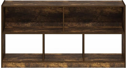Furinno DALY Book Shelf, 5-Cube Bookshelf, Horizontal Cube Storage Organizer Bookcase, 10.9 x 47.2 x 23.6, for Living Room, Bedroom, Home Office, Amber Pine
