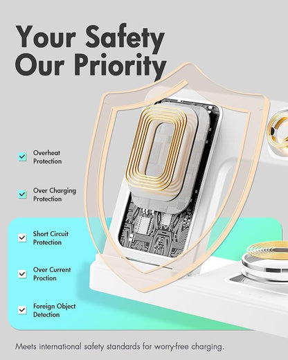 Wireless Charger Stand Charging Station: 3 in 1 Charger Stand Multiple Devices for Apple - iPhone 17 16e 16 15 14 Pro Max 13 12 - Watch 11 10 9 8 7 6 5 4 3 2 SE and Ultra Series-Airpods 4 3 Pro, White