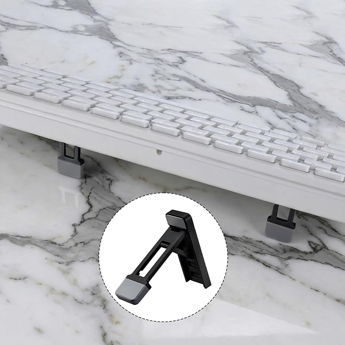 2PCS Keyboard Riser Tilt, Foldable Keyboard Riser Stand for Desk, Adjustable Mini Portable Laptop Feet with Anti-Slip Pads Three Tilt Angle for Most Keyboards Office Accessories (Black)