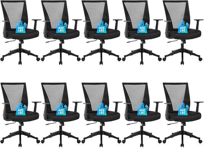 CLATINA Home Office Chair Ergonomic Desk Chair Mesh Computer Chairs with Armrests Executive Rolling Wheels Swivel Heavy Duty Chairs Office, Home, Black 10 Pack
