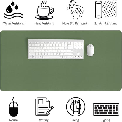 Bloss Green Desk Mat, Desk Matt for Desktop, Large Leather Desk Pad, Desk Pad Mat Waterproof, Computer Mat for Office/Home/Decor/Desk Protector(31.5 x 15.7 Inches)