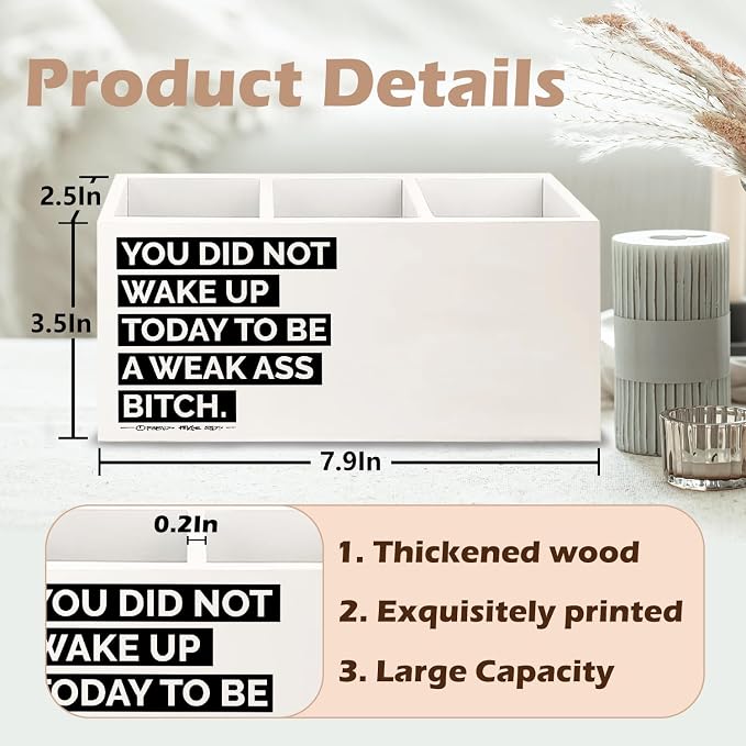 Inspirational Gifts Wooden Pen Pencil Holder for Office Desk Accessories, Motivational Gifts for Women, Funny Quote Makeup Brush Toothbrush Holder Organizer