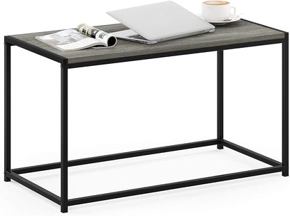 Furinno Camnus Coffee Table, Metal Frame Grey Coffee Table, Rectangular Wide Side Table, Easy Assembly, for Living Room, Bedroom, Home Office, Grey Oak