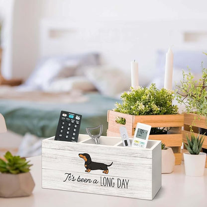 Dachshund Gifts Dog Pen Holder for Desk, Funny Dachshund Pencil Organizer, Gifts for DachshundLovers Owners, It's Been A Long Day Wooden Pen Holder Desk Accessories Decor for Home Office