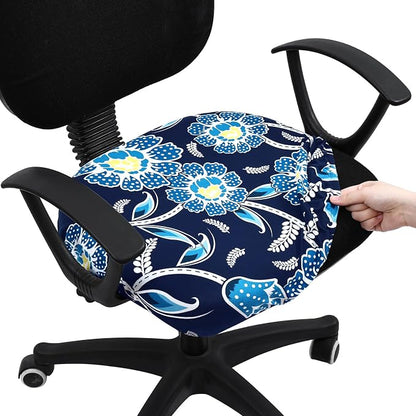 Smiry Printed Office Computer Chair Seat Covers, Stretch Fit Universal Desk Rotating Chair Cover Washable Removable Seat Cushion Protectors - Midnight Blue