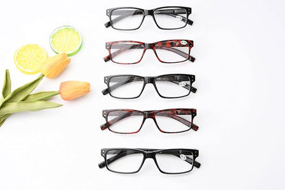 Eyekepper Vintage Reading Glasses for Men - 3 Pairs Black and 2 Pairs Tortoise - Spring Hinges Classic Readers +0.25