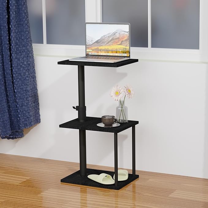 Faesun Swivel Side Table for Couch Arm, Adjustable C End Table for Recliner or Bed, Tv Trays with Storage Shelf for Small Spaces Small Nightstand Table for Living Room, Bedroom，2pc