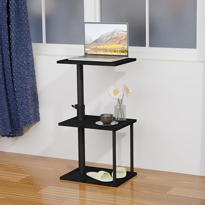 Faesun Swivel Side Table for Couch Arm, Adjustable C End Table for Recliner or Bed, Tv Trays with Storage Shelf for Small Spaces Small Nightstand Table for Living Room, Bedroom，2pc