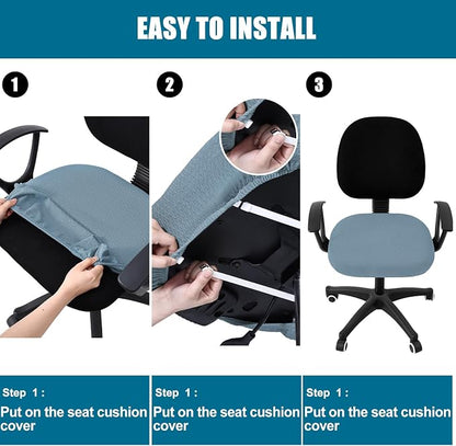 Smiry Stretch Jacquard Office Computer Chair Seat Covers, Removable Washable Anti-dust Desk Chair Seat Cushion Protectors - Airy Blue