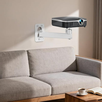Projector Stand, Wall and Mini Ceiling Mount with 1/4-Inch Thread, 360-degree Rotation, Adjustable Tilt & Swivel, Foldable, Easy Setup Compatible with Most Projectors for Home, Office, White