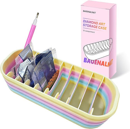 10-Compartment Diamond Art Storage Case: Organizer for Diamond Painting Tools & Accessories – Easy-to-Use, Space-Saving, Spill-Proof. Ideal Craft Enthusiast Gift (Color-1)
