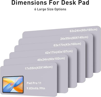 Aothia Faux Leather Desk Mat - Large Mouse Pad, Non-Slip PU Leather Blotter, Waterproof Writing Surface for Office and Home (Smoky Lavender, 42" x 17")