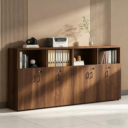 File Cabinet with Password Lock, Wood Lateral Filing Cabinet for Letter/A4 Files, 3 Drawer with Door, Printer Stand with Open Shelves for Home Office