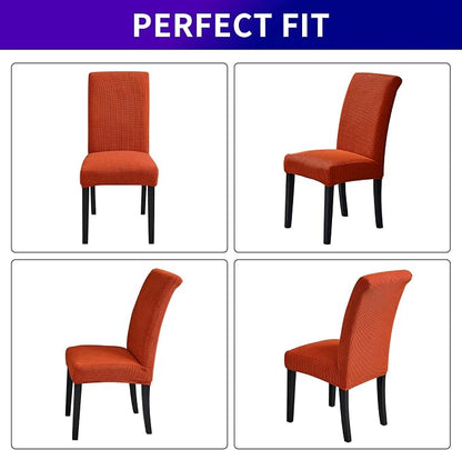 Stretch Chair Covers for Dining Room Set of 8, Removable Washable Dining Room Chair Covers, Dining Chair Slipcovers Seat Protector, Great Decor for Home and Banquet (Pureed Pumpkin, 8 Pack)