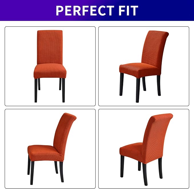 Stretch Chair Covers for Dining Room Set of 4, Removable Washable Dining Room Chair Covers, Dining Chair Slipcovers Seat Protector, Great for Home and Banquet Decor (Pureed Pumpkin, 4 Pack)