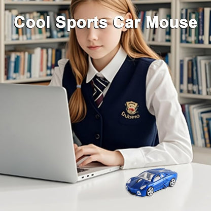 CHUYI Cool Sports Car Shaped Wireless Mouse 1600DPI Cordless Optical Mice with USB Receiver for Office School Home Travel, for PC Laptop Computer Gift (Blue-1 Pack)